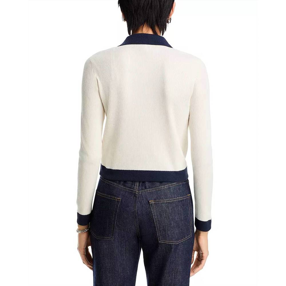 NEW STEVE MADDEN ayda collar rib cardigan in whisper white - Picture 2 of 3